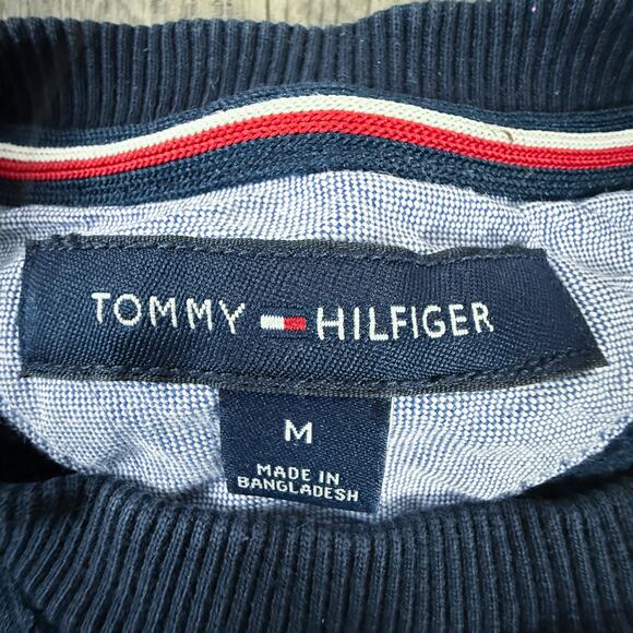 Tommy Hilfiger Navy Blue Crewneck Sweatshirt Men’s Medium Embroidered Logo - Picture 3 of 6